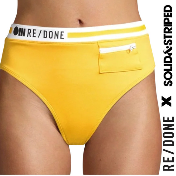 Re/Done x Solid & Striped NEW Sample Piece Montauk Zip Bikini Bottom, 25" Waist - Picture 1 of 15